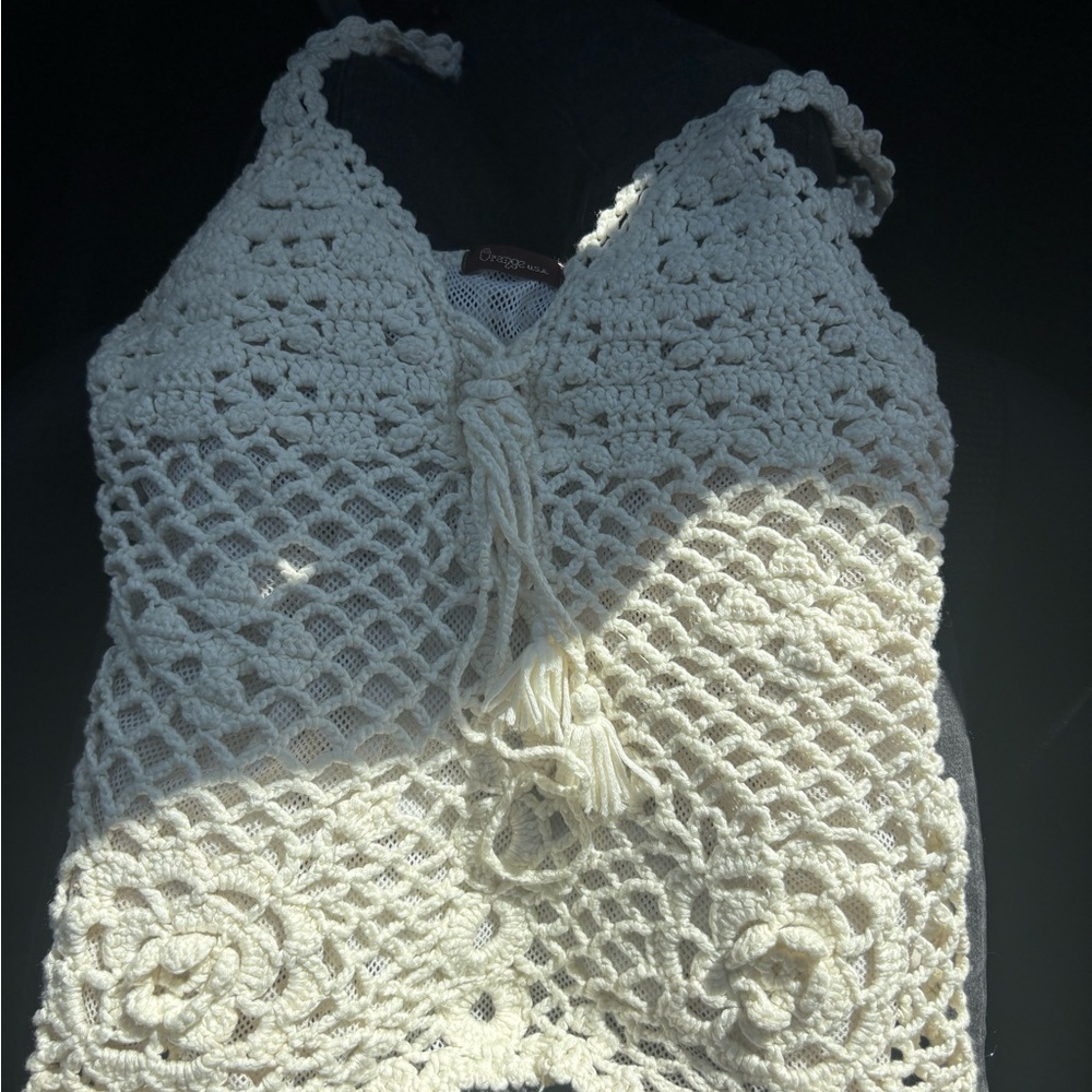 Crochet Halter Top in Cream